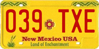 NM license plate 039TXE