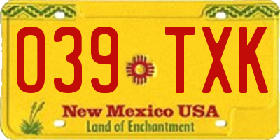 NM license plate 039TXK