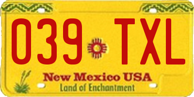 NM license plate 039TXL