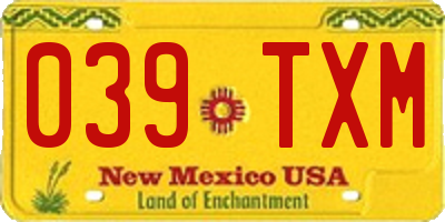 NM license plate 039TXM