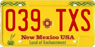 NM license plate 039TXS
