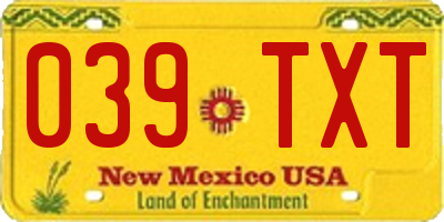 NM license plate 039TXT