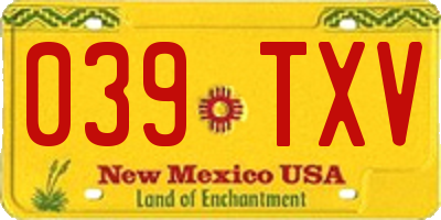 NM license plate 039TXV