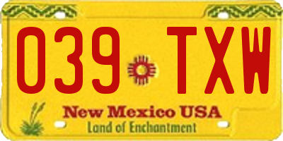 NM license plate 039TXW