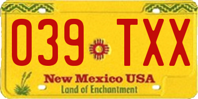 NM license plate 039TXX
