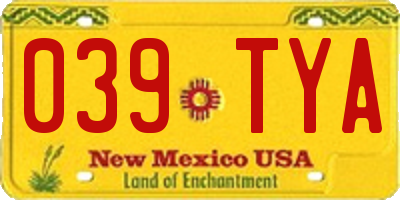 NM license plate 039TYA