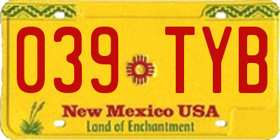 NM license plate 039TYB