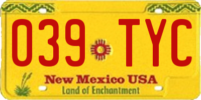 NM license plate 039TYC