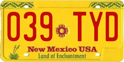 NM license plate 039TYD