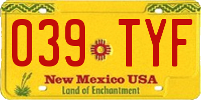 NM license plate 039TYF