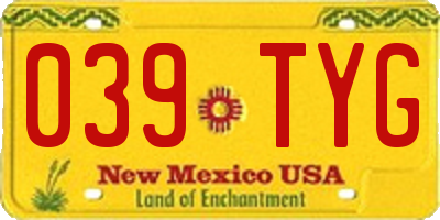 NM license plate 039TYG