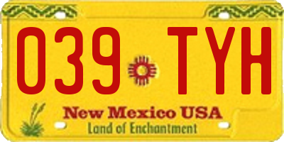 NM license plate 039TYH