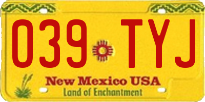 NM license plate 039TYJ