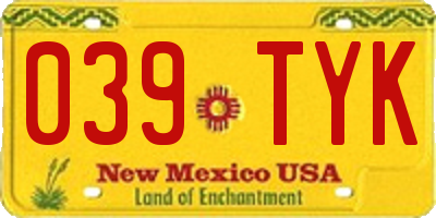 NM license plate 039TYK