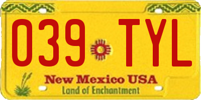 NM license plate 039TYL