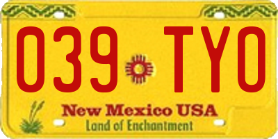NM license plate 039TYO