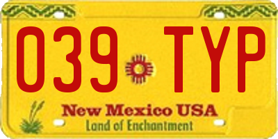 NM license plate 039TYP
