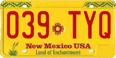 NM license plate 039TYQ