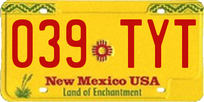 NM license plate 039TYT
