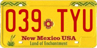 NM license plate 039TYU