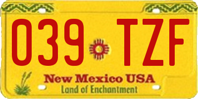 NM license plate 039TZF