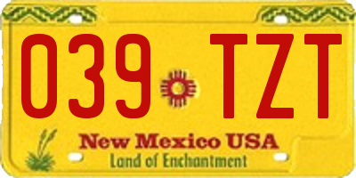 NM license plate 039TZT