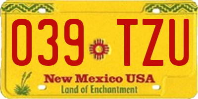 NM license plate 039TZU