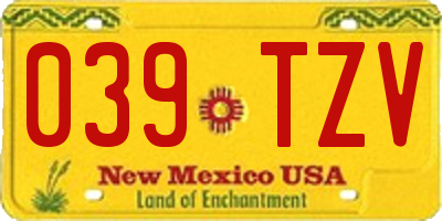 NM license plate 039TZV