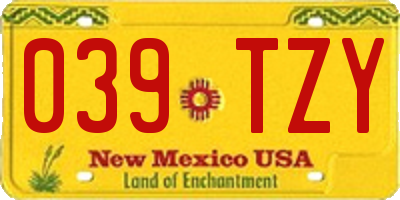 NM license plate 039TZY