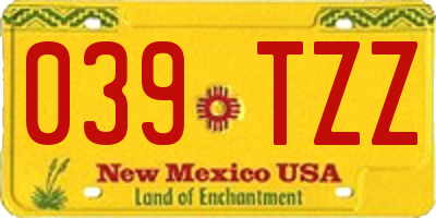 NM license plate 039TZZ