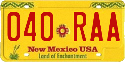 NM license plate 040RAA