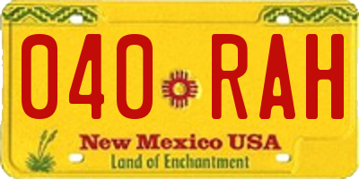 NM license plate 040RAH