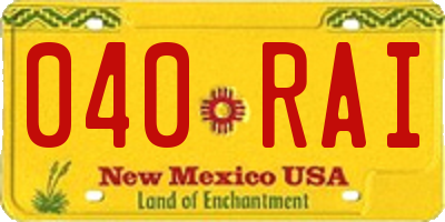 NM license plate 040RAI