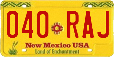 NM license plate 040RAJ