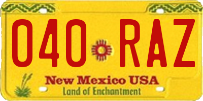 NM license plate 040RAZ