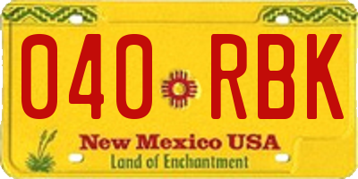 NM license plate 040RBK