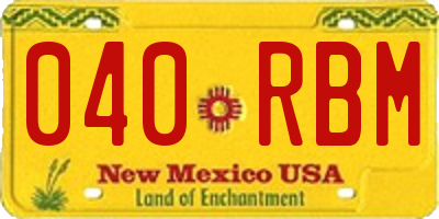NM license plate 040RBM