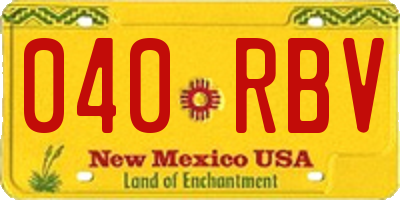 NM license plate 040RBV