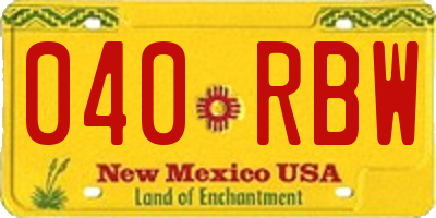 NM license plate 040RBW