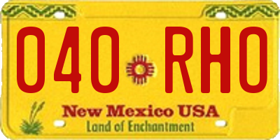 NM license plate 040RHO