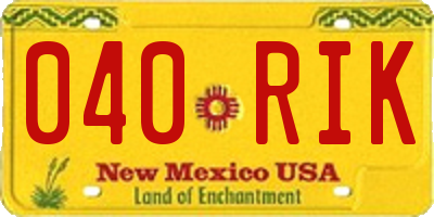 NM license plate 040RIK