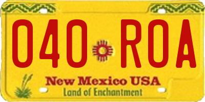 NM license plate 040ROA