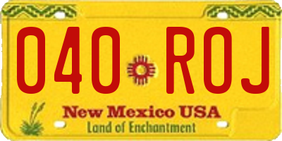 NM license plate 040ROJ