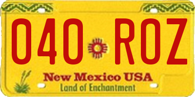 NM license plate 040ROZ