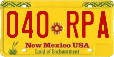 NM license plate 040RPA