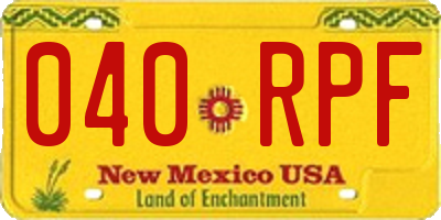 NM license plate 040RPF