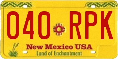 NM license plate 040RPK