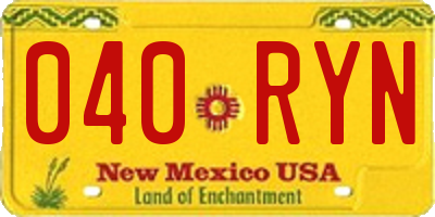 NM license plate 040RYN