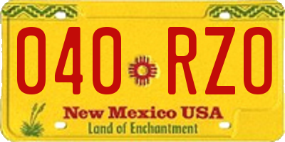 NM license plate 040RZO