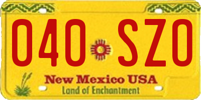 NM license plate 040SZO